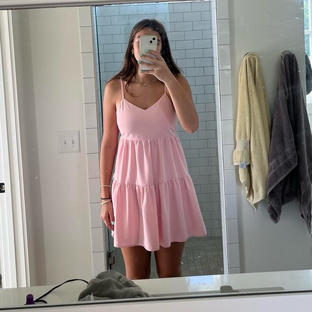 pink spaghetti strap dress